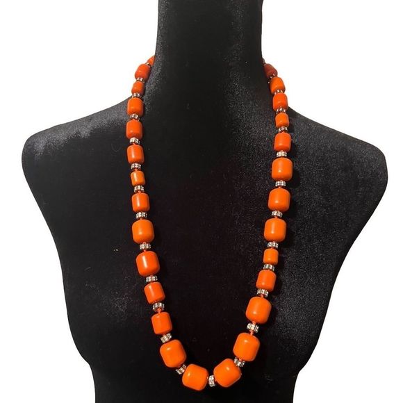 J. Crew orange beaded necklace. 30” long great condition! - Picture 1 of 3